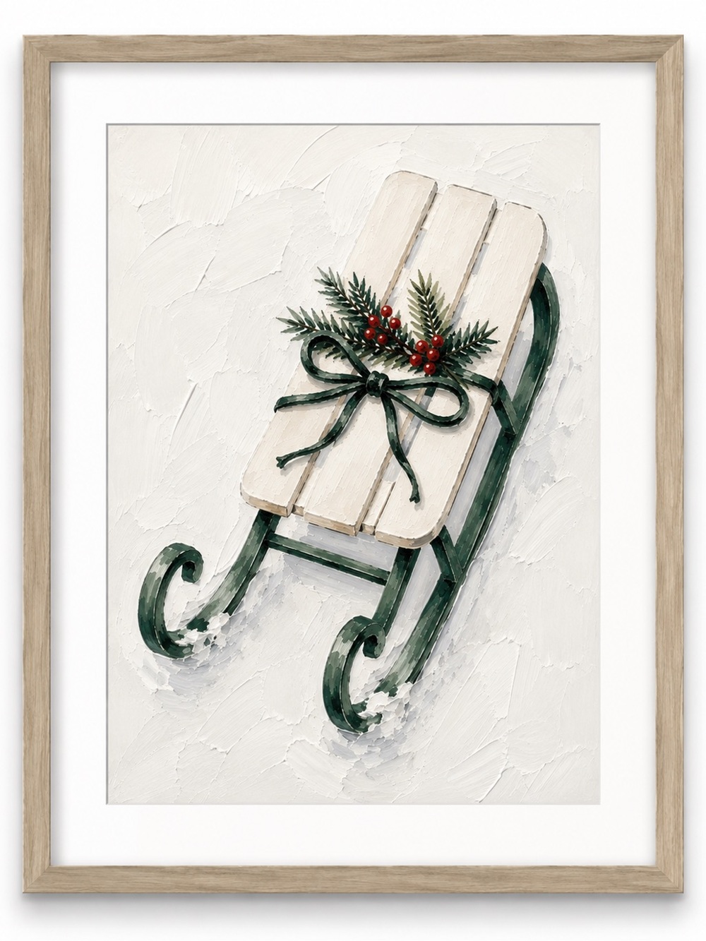 Holiday Christmas Art Print- Sleigh | 8.5 x 11 | Unframed Seasonal Wall Déco